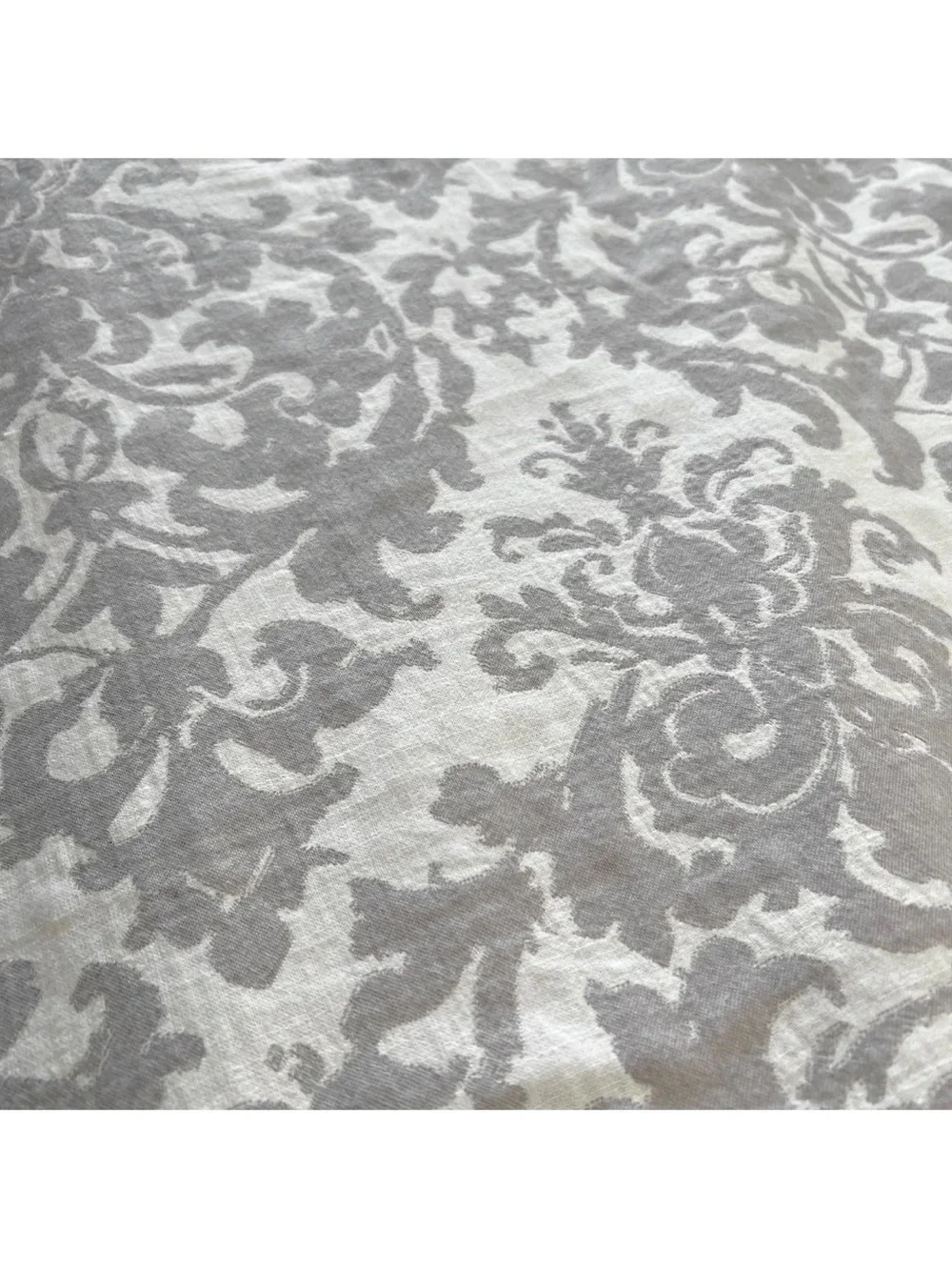 Pottery Barn Jacquard Medallion Cotton Linen Queen Duvet Cover Gray Taupe Scroll
